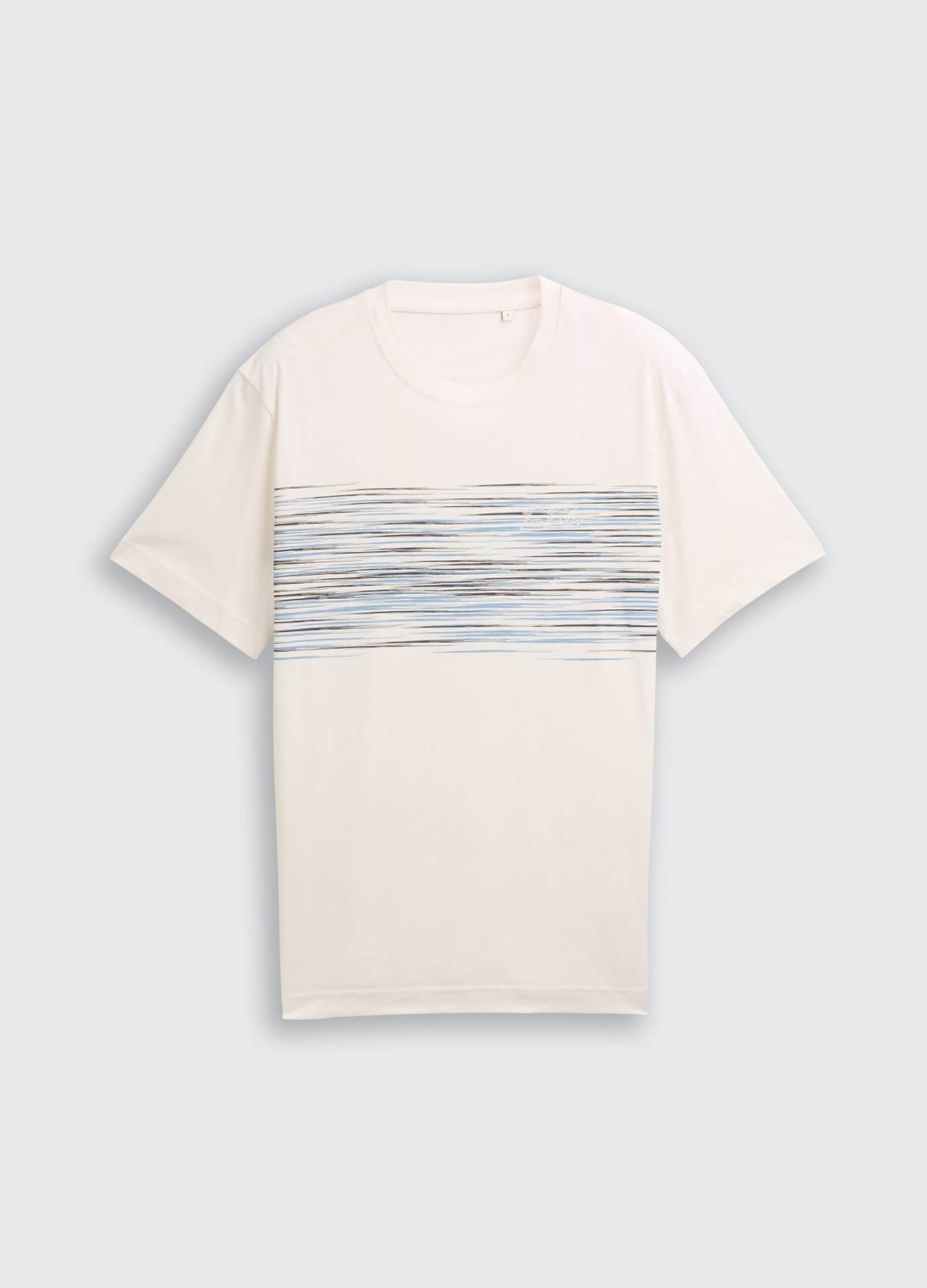 T-shirt branca c/ barra azulada para homem da Tom Tailor