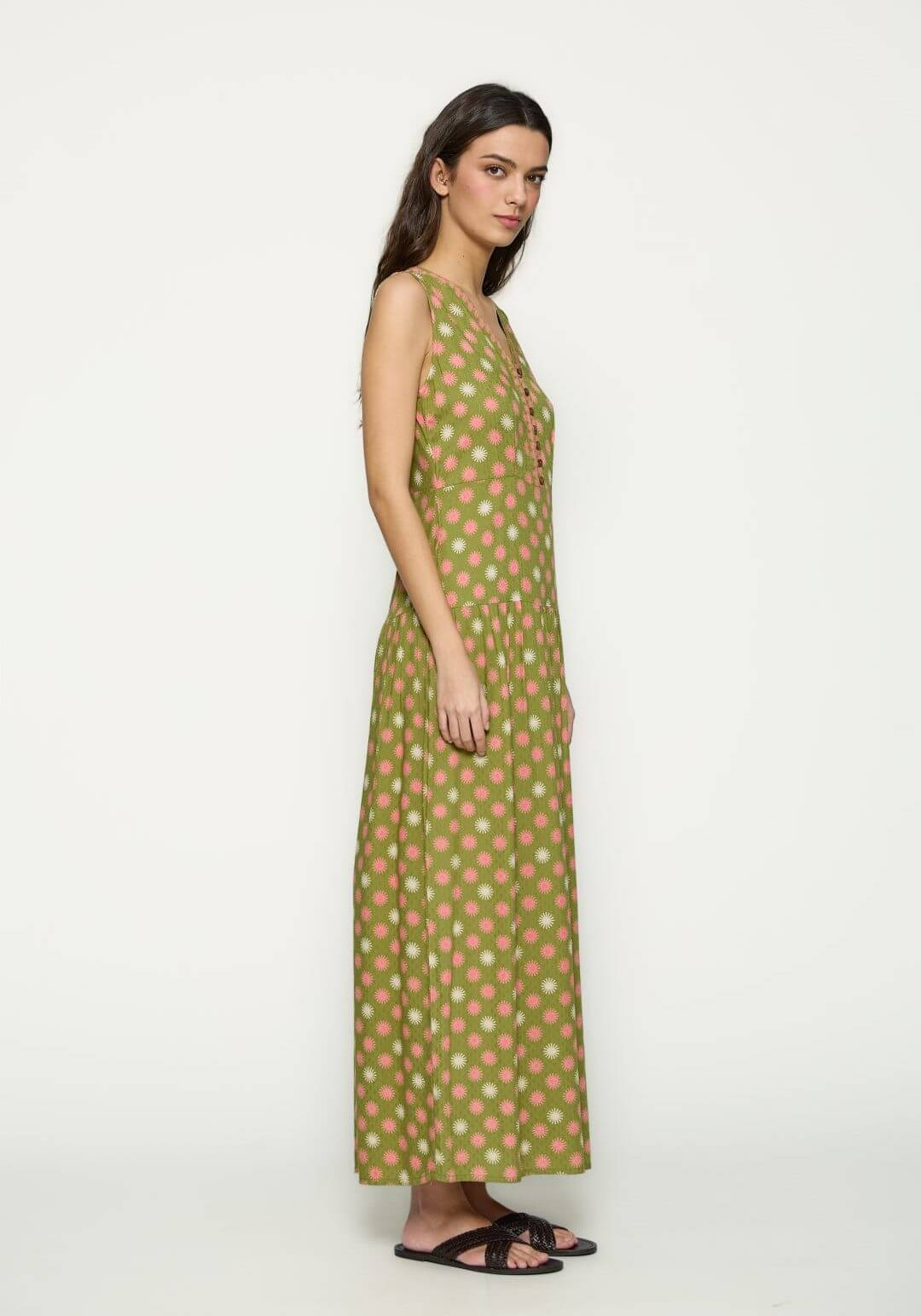 Vestido comprido c/ print verde para mulher da Mdm