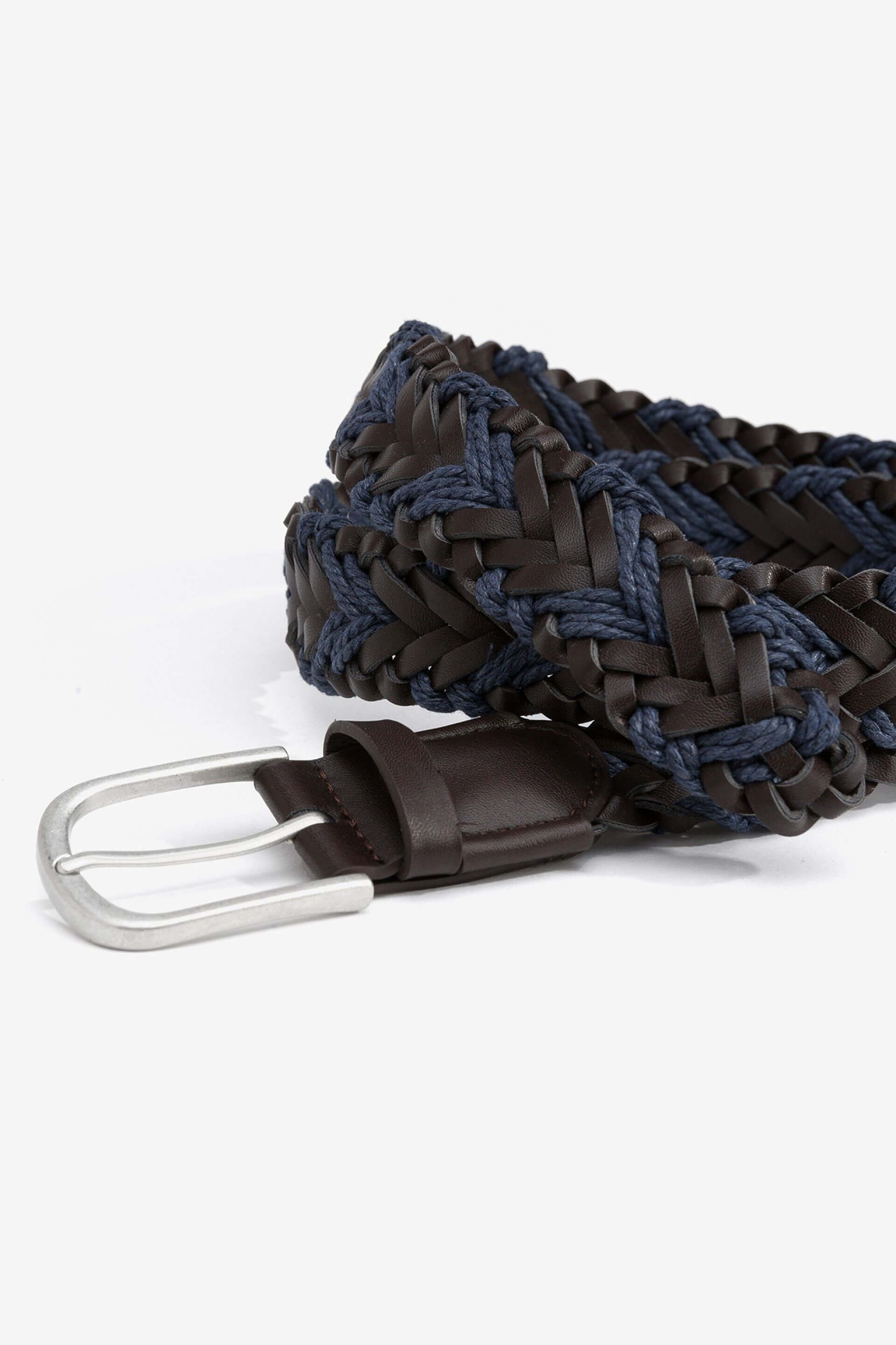 Cinto entrelaçado azul e castanho para homem da Tiffosi